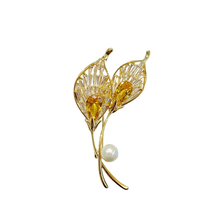 Monarch Leaf Brooches Forest 18k yellow Gold plated 