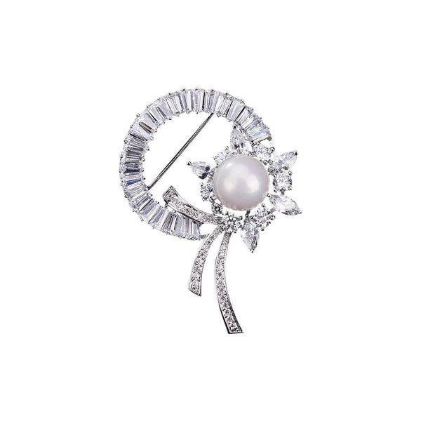 Pearl Rosette Brooches Forest Platinum plated 