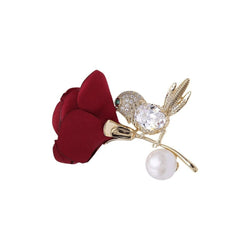 Rose and the Hummingbird Brooches Forest 18k yellow gold plated 