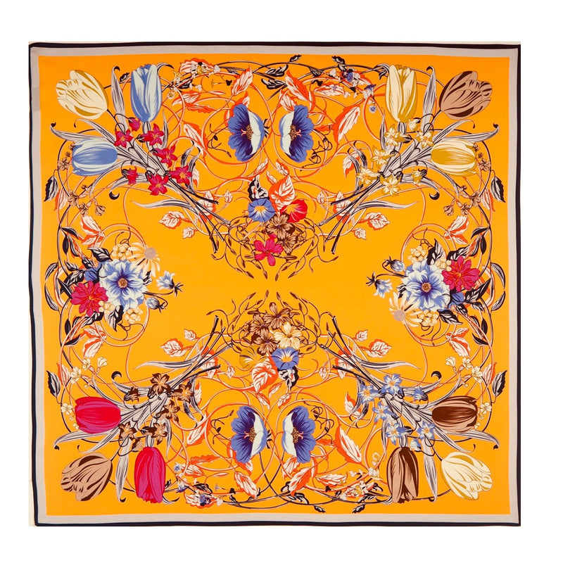 Floral Kaleidoscope Scarves Forest Yellow Floral Kaleidoscope 